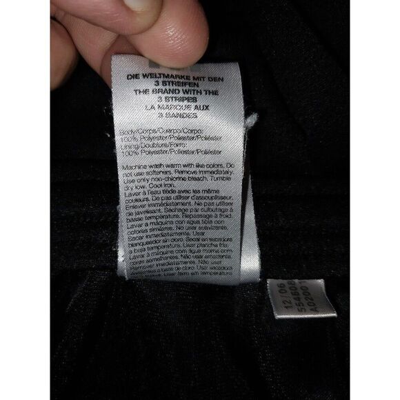 Women's Adidas 3 Stripe Black Pink Crop Pants Drawstring Pockets Large - Picture 8 of 8